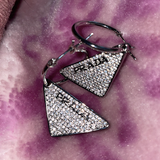 Silver Diamond Repurposed Earrings