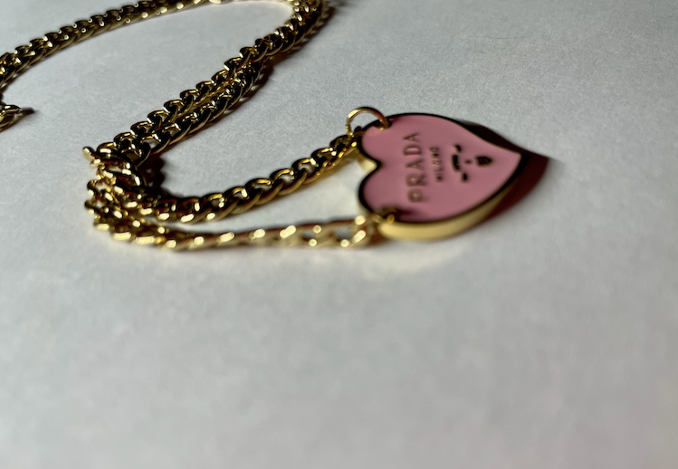 Pink Heart Repurposed Necklace