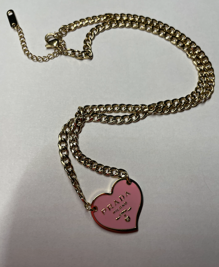 Pink Heart Repurposed Necklace