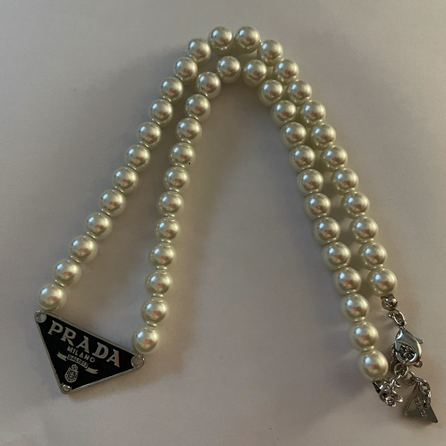 Black and Silver Repurposed Pearl Necklace