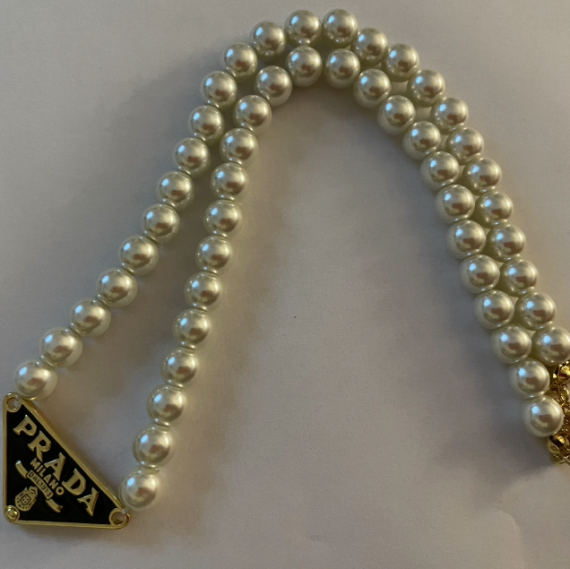 Black and Gold Repurposed Pearl Necklace