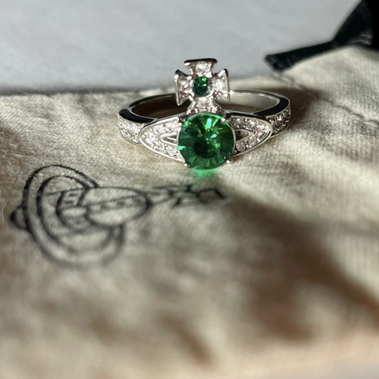 Vivienne Westwood Emerald and Silver Ring